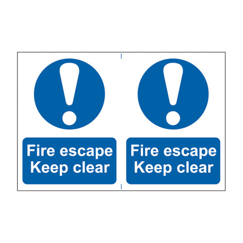 Centurion - Fire escape Keep clear - 1.2mm Recyclable PP (300 x 200mm)