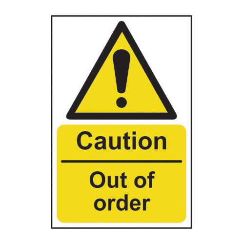 Centurion - 'Caution Out Of Order' Sign, Rigid 1mm PVC Board (200mm x ...