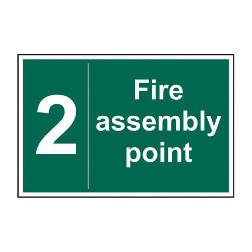 Centurion Fire Assembly Point 2 Sign Self Adhesive Vinyl 600mm X 400mm 8217