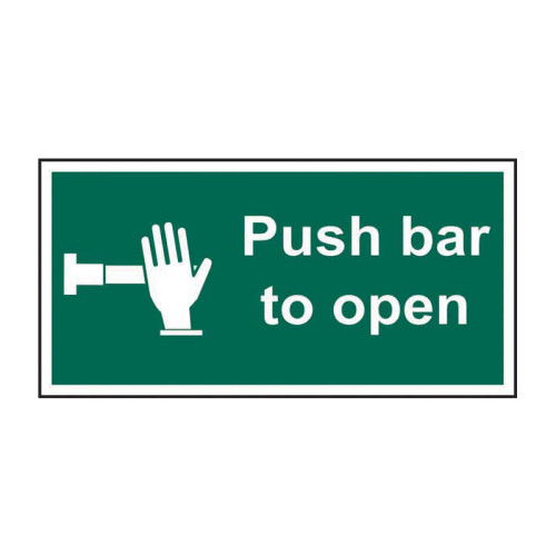 Centurion - 'Push Bar To Open' Sign, Self-Adhesive Vinyl (300mm x 150mm)