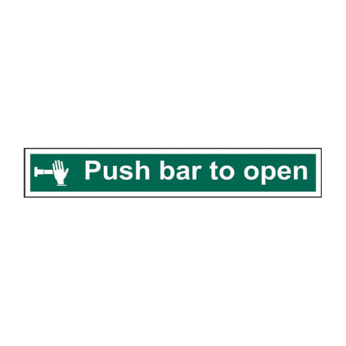 Centurion - 'Push Bar To Open' Sign, Self-Adhesive Vinyl (600mm x 100mm)