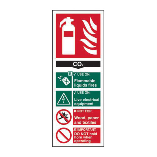 Centurion Fire Extinguisher Co2 Sign Self Adhesive Vinyl 82mm X 202mm