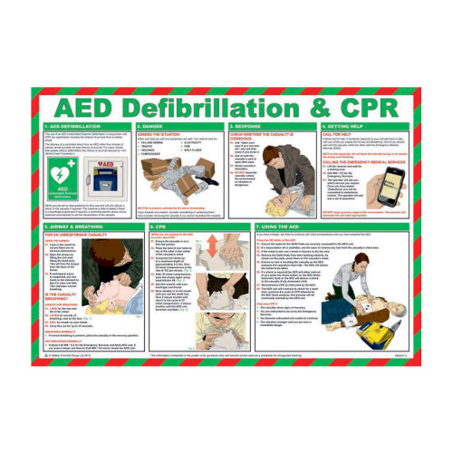 Centurion - 'AED Defibrillation & CPR' Sign, Laminated Paper, Safety ...