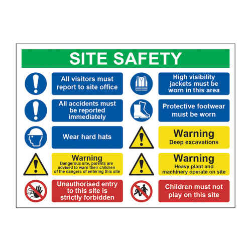 Centurion - 'Site Safety Notice' Sign, 3mm Foamex Board (800mm x 600mm)