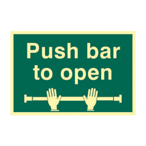 Centurion - 'Push Bar To Open' Sign, 1.3mm Rigid Self Adhesive ...