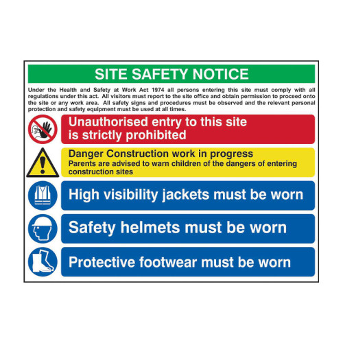 Centurion - 'Composite Site Safety Notice', 3mm Foamex Board, (800mm x ...