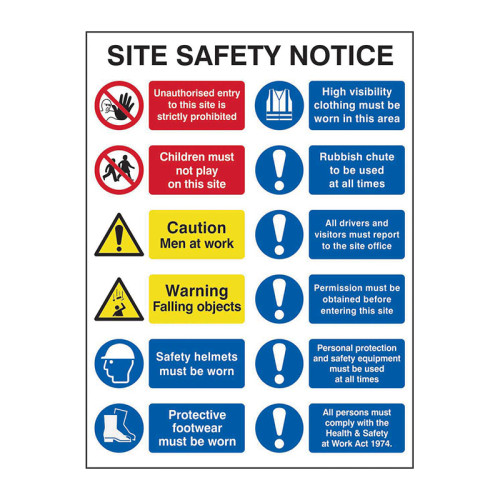 Centurion - 'composite Site Safety Notice', 3mm Foamex Board, (600mm X 