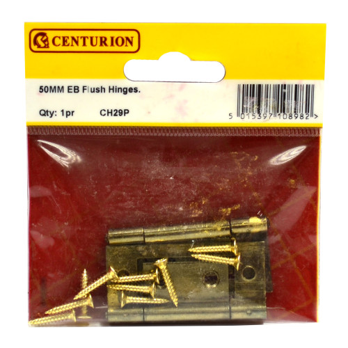 Centurion - Steel Flush Hinges, Electro Brassed, 50mm