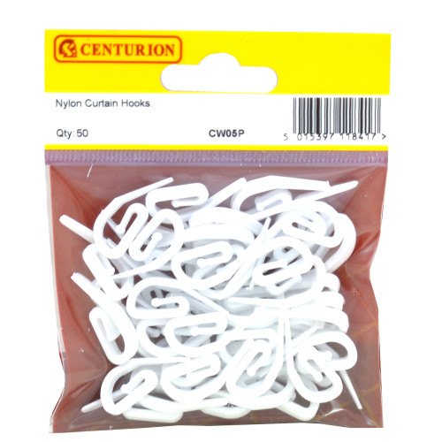 Centurion - Plastic Curtain Tassel Hooks, 40mm, White, CW28P