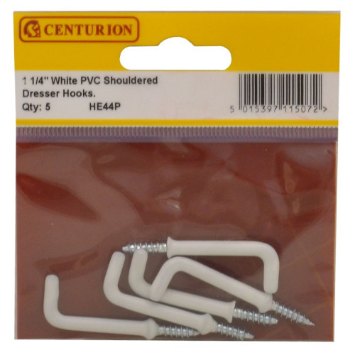 Centurion - Shouldered Dresser Hooks, 32mm, White PVC