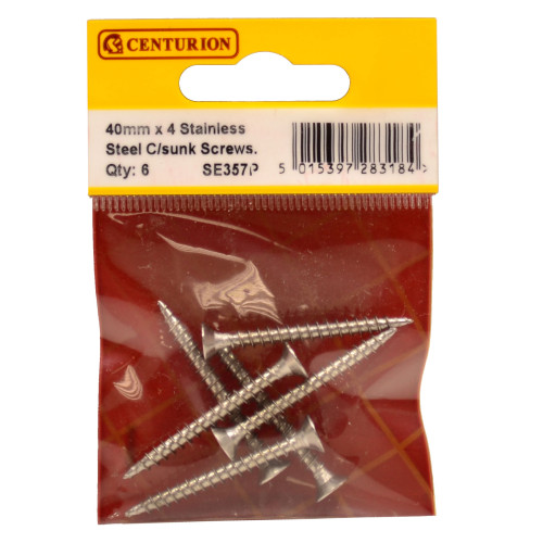 Centurion General Purpose Pozi Twin Thread Countersunk Screws 4 X 40mm Stainless Steel 0357