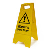 'Heavy-Duty A-Board Warning Wet Floor' Sign, Polypropylene, Yellow, (620mm x 210mm x 300mm), Box Deal of 5