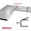 40mm Corner Worktop Jointing Section - Matt Silver