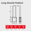 Safety Lockout Padlocks Long Shackle, Red (Each)