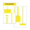 Shadow Board Cleaning Station With Stainless Steel Hooks and Stocked, Style A Yellow, (600mm x 2000mm)