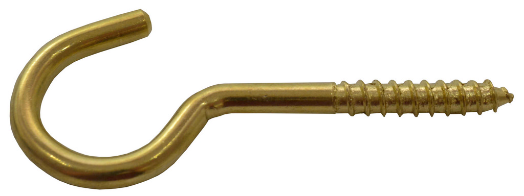 ONESTOPDIY.COM 500 X No.12 Screw-in Hook Hangers - 6mm x 80mm -  Electroplated Brass (EB) Steel