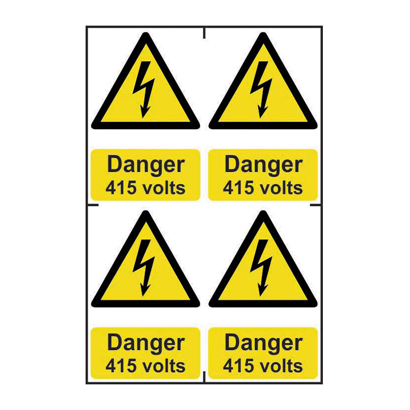 Centurion - ‘Danger 415 Volts’ Sign, Self-Adhesive Semi-Rigid PVC, 4 ...