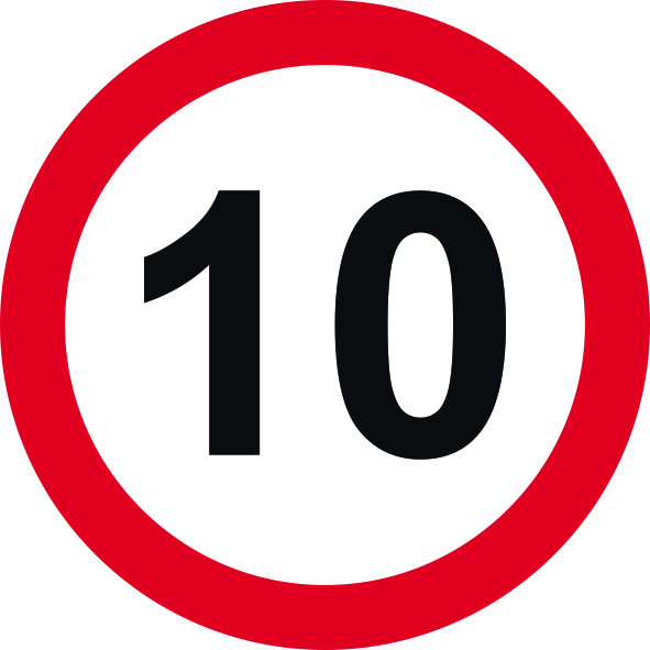 Centurion - '10mph' Road Sign, Aluminium Composite with channel (450mm ...