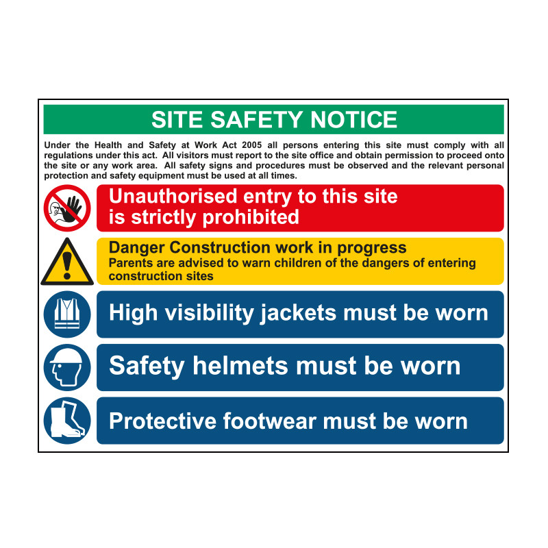 Centurion - Composite site safety notice - FMX (800 x 600mm) Irish Version