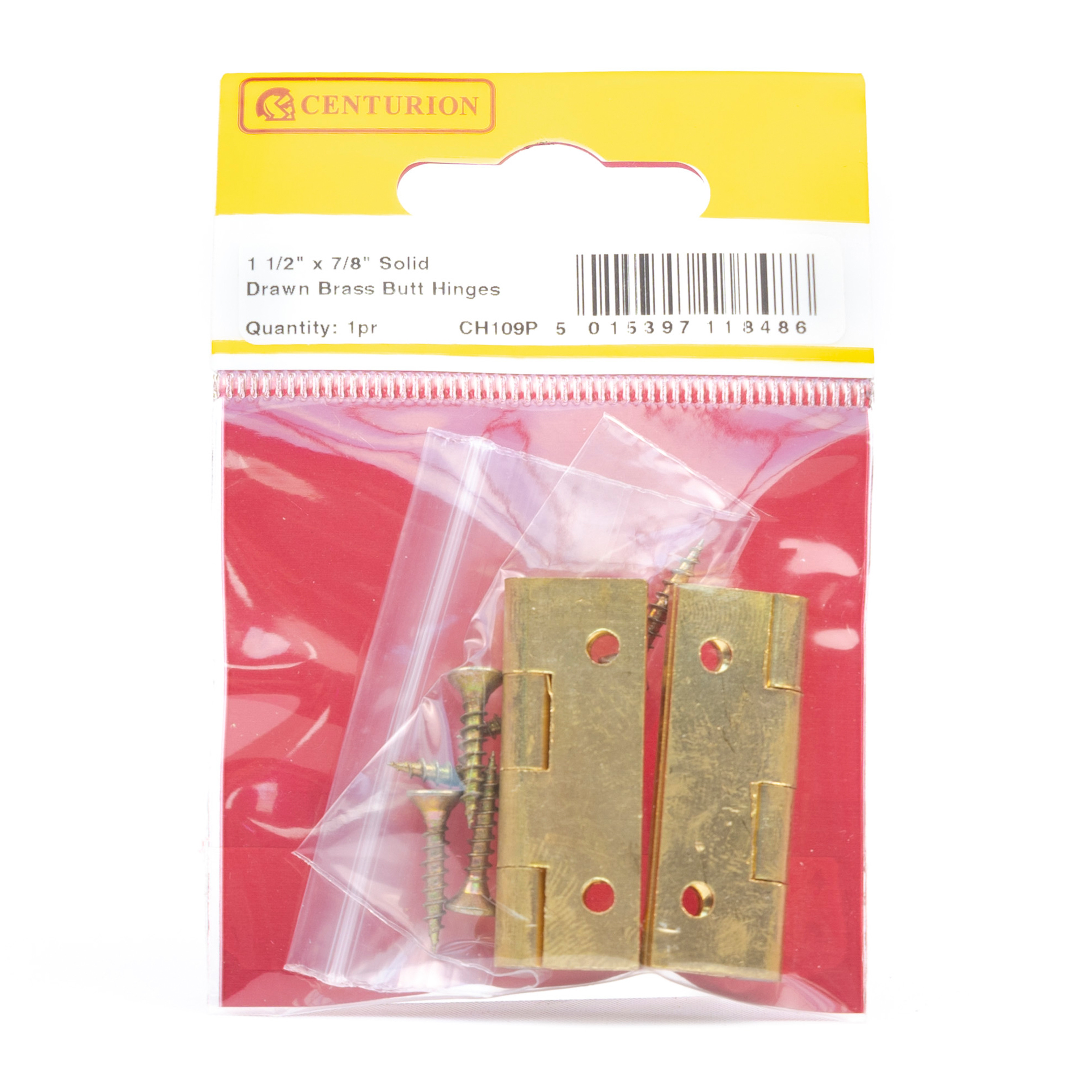 Centurion Solid Drawn Brass Butt Hinges Self Colour 38mm X 22mm 0047