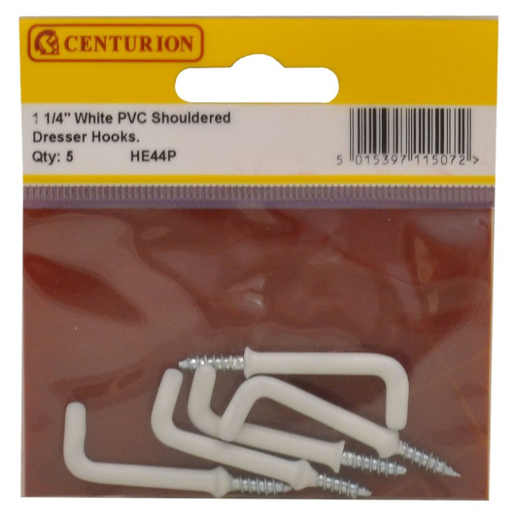 Centurion - Shouldered Dresser Hooks, 32mm, White Pvc